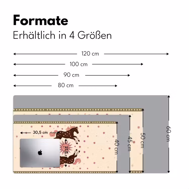 Schreibtischunterlage - Pferd – Sonne – Mystik – Illustration – Rosa - Paard - Zon - Mystiek - Illustratie - Roze Muismat XXL klein