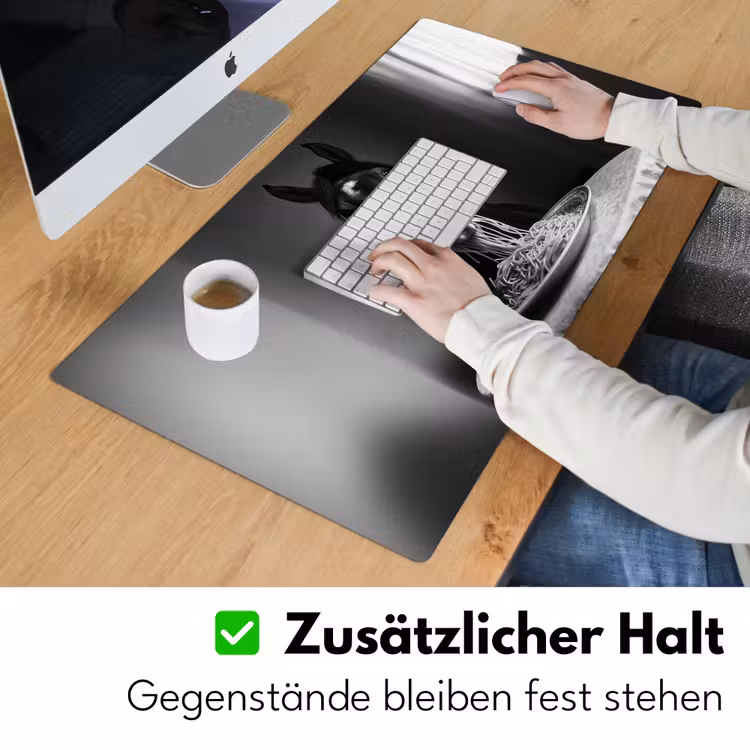 Paard - Bord - Pasta - Tafelkleed - Zwart Wit - Dieren Muismat XXL klein -ysfeer3_duits