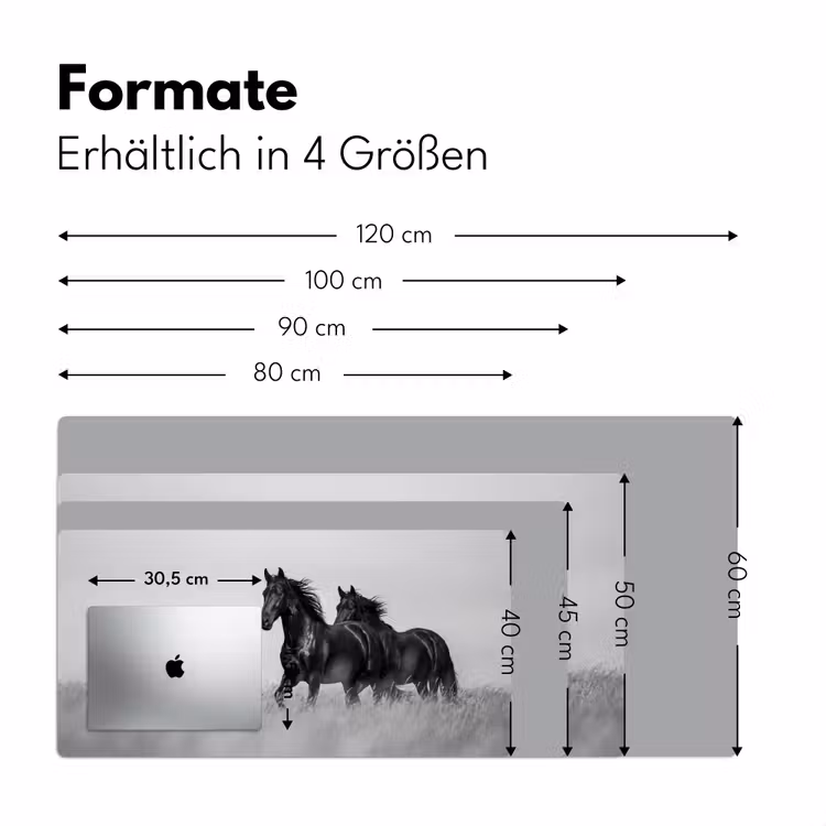 Paarden - Gras - Zwart - Wit Muismat XXL klein -ysfeer5_duits