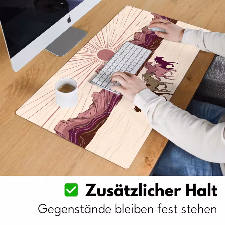 Schreibtischunterlage - Pferde – Im Galopp – Wüste – Natur – Abstrakt - Paarden - Rennend - Woestijn - Natuur - Abstract Muismat XXL klein