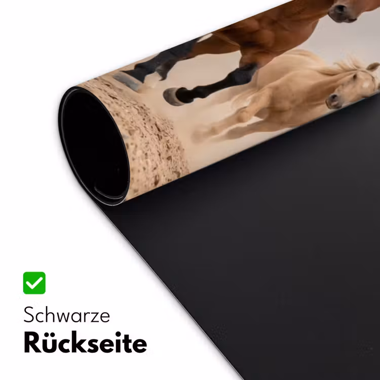 Kudde paarden - Stofwolk - Bruin - Zwart Muismat XXL klein -ysfeer2_duits