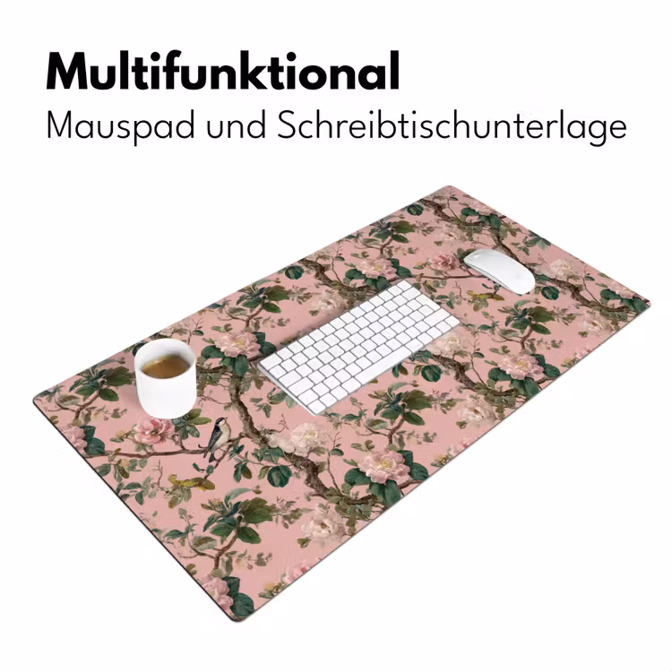 Pioenrozen - Botanisch - Vogel Muismat XXL klein 681 -ysfeer4_duits