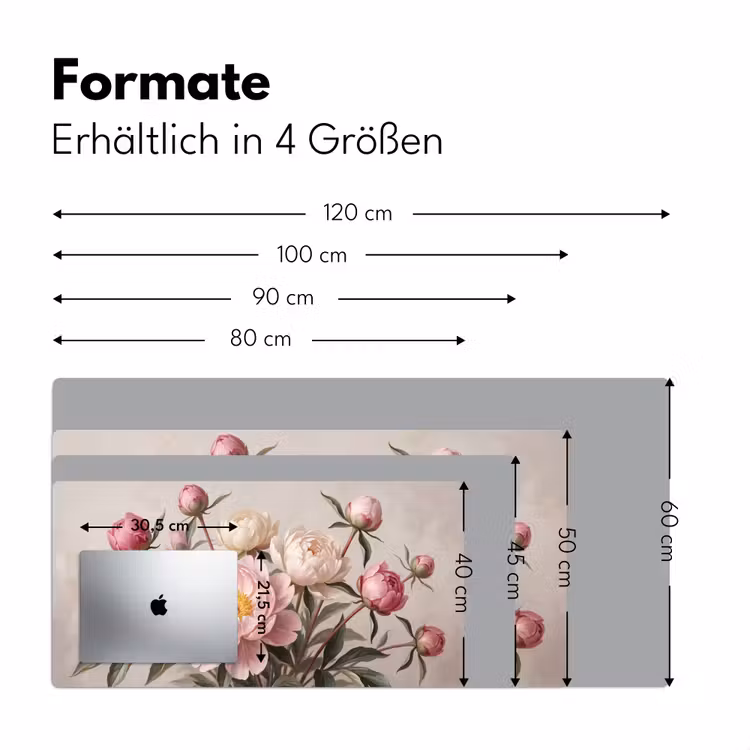Pioenrozen - Boeket - Roze Muismat XXL klein -ysfeer5_duits
