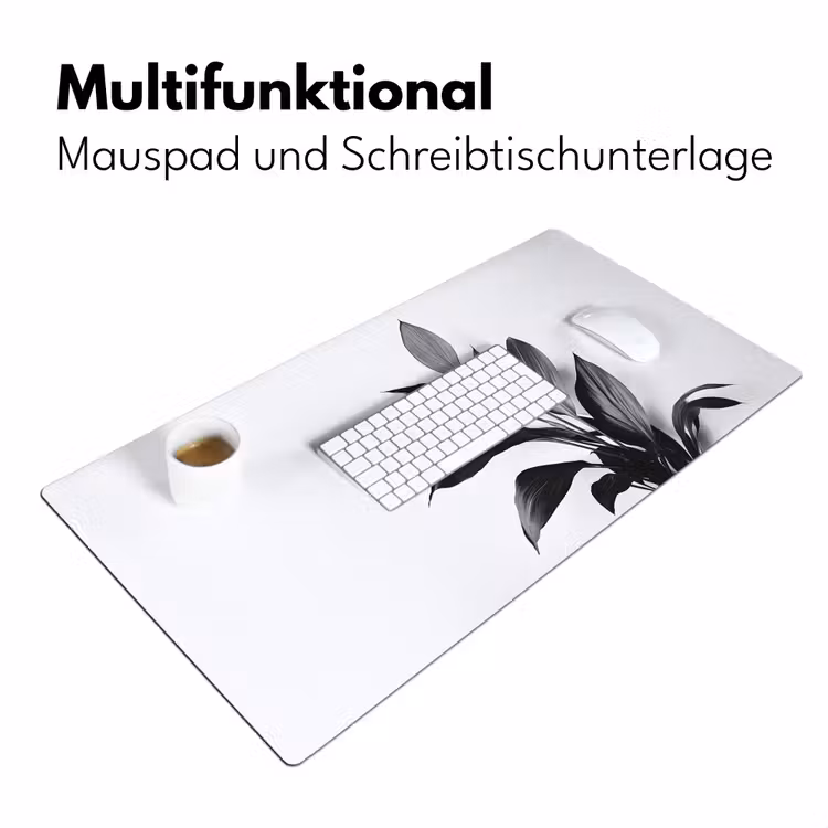 Plant - Bladeren - Minimalistisch - Zwart Muismat XXL klein -ysfeer4_duits