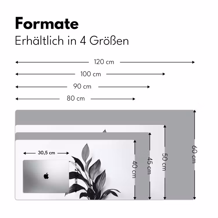 Plant - Bladeren - Minimalistisch - Zwart Muismat XXL klein -ysfeer5_duits