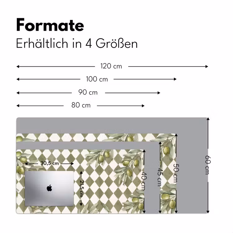 Plant - Olijftakken - Waterverf - Mediterraan - Groen Muismat XXL klein -ysfeer5_duits
