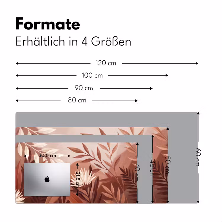 Planten - Bladeren - Botanisch - Modern - Bruin Muismat XXL klein -ysfeer5_duits