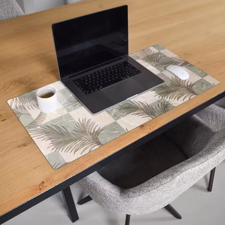 Planten - Bladeren - Marmer - Modern - Groen Muismat XXL klein -sfeer1