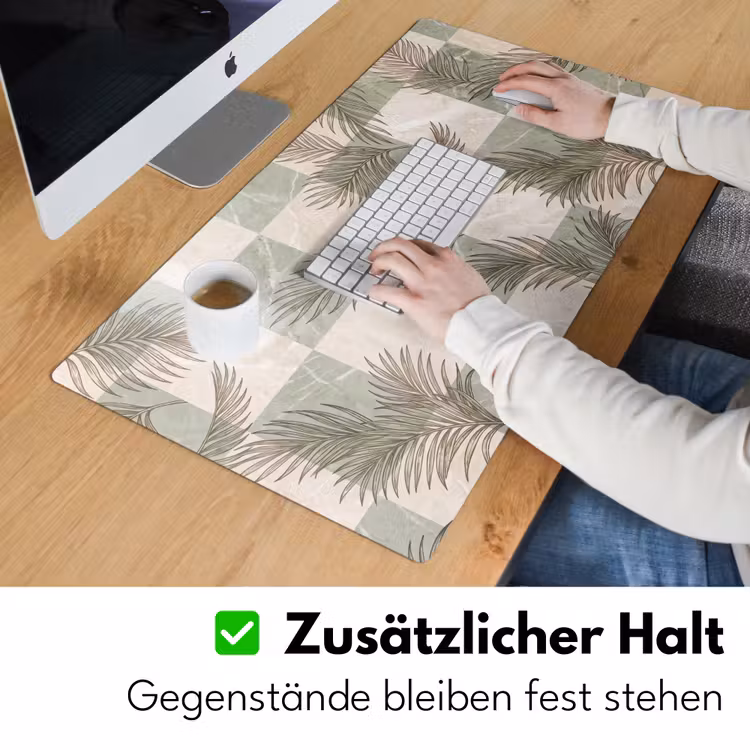Planten - Bladeren - Marmer - Modern - Groen Muismat XXL klein -ysfeer3_duits