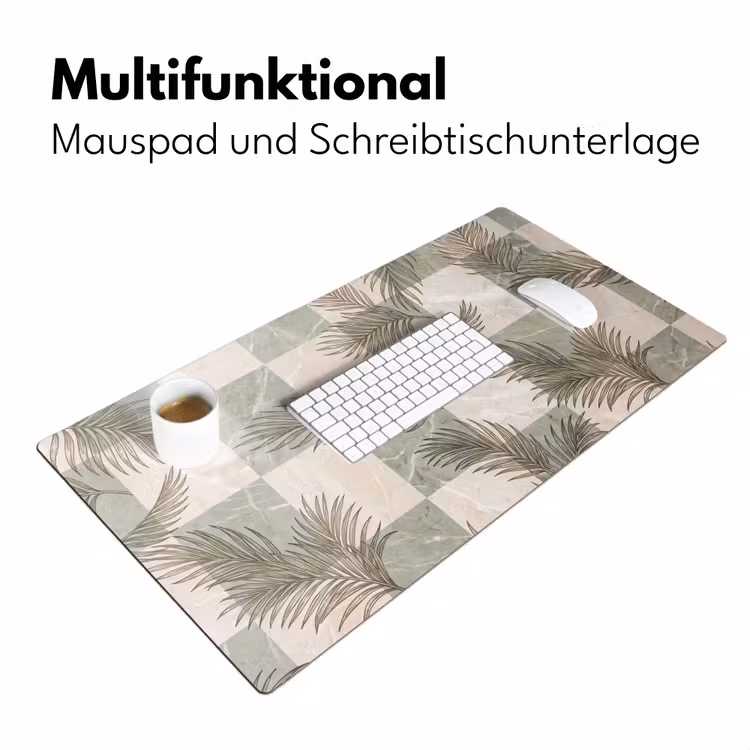 Planten - Bladeren - Marmer - Modern - Groen Muismat XXL klein -ysfeer4_duits