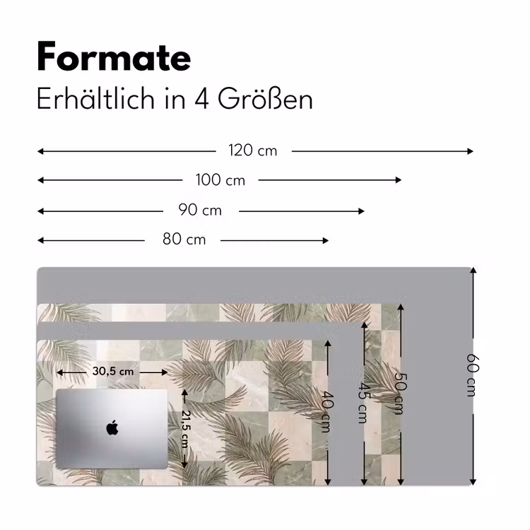 Planten - Bladeren - Marmer - Modern - Groen Muismat XXL klein -ysfeer5_duits