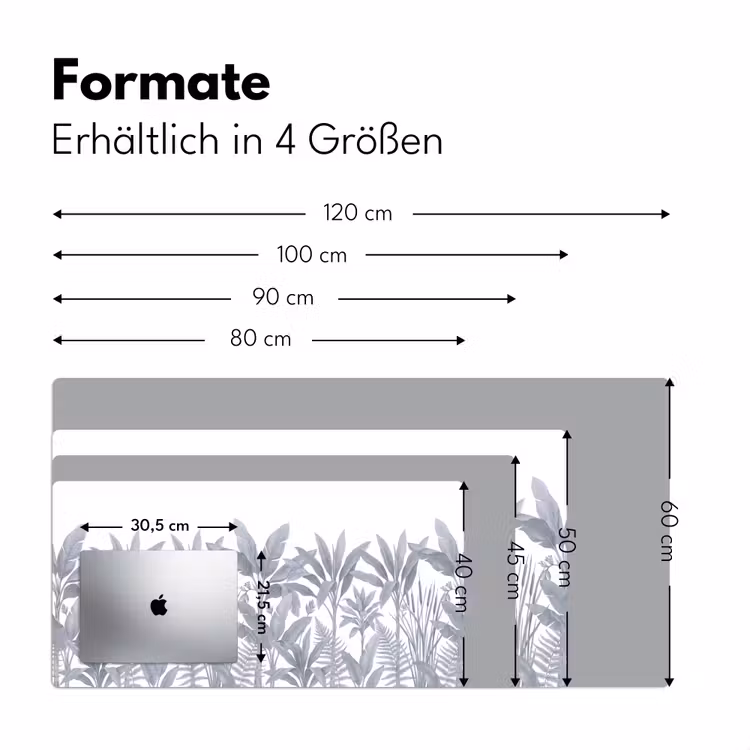 Planten - Bladeren - Natuur - Grijs Muismat XXL klein -ysfeer5_duits