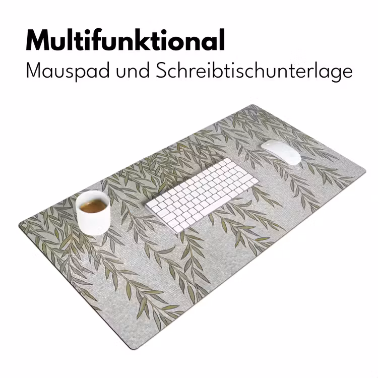 Planten - Mozaïek - Patroon - Groen - Blauw Muismat XXL klein -ysfeer4_duits