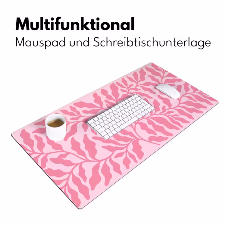 Schreibtischunterlage - Pflanzen – Organisch – Abstrakt – Modern – Rosa - Planten - Organisch - Abstract - Modern - Roze Muismat XXL klein