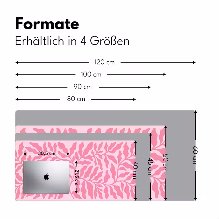 Schreibtischunterlage - Pflanzen – Organisch – Abstrakt – Modern – Rosa - Planten - Organisch - Abstract - Modern - Roze Muismat XXL klein