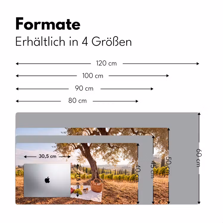 Schreibtischunterlage - Picknick – Weinberg – Landschaft – Sommer – Essen - Picknick - Wijngaard - Landschap - Zomer - Eten Muismat XXL klein