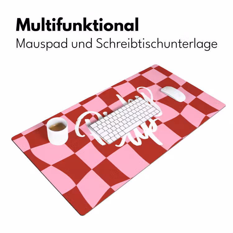 Pinky up - Geblokt - Bordeauxrood Muismat XXL klein -ysfeer4_duits