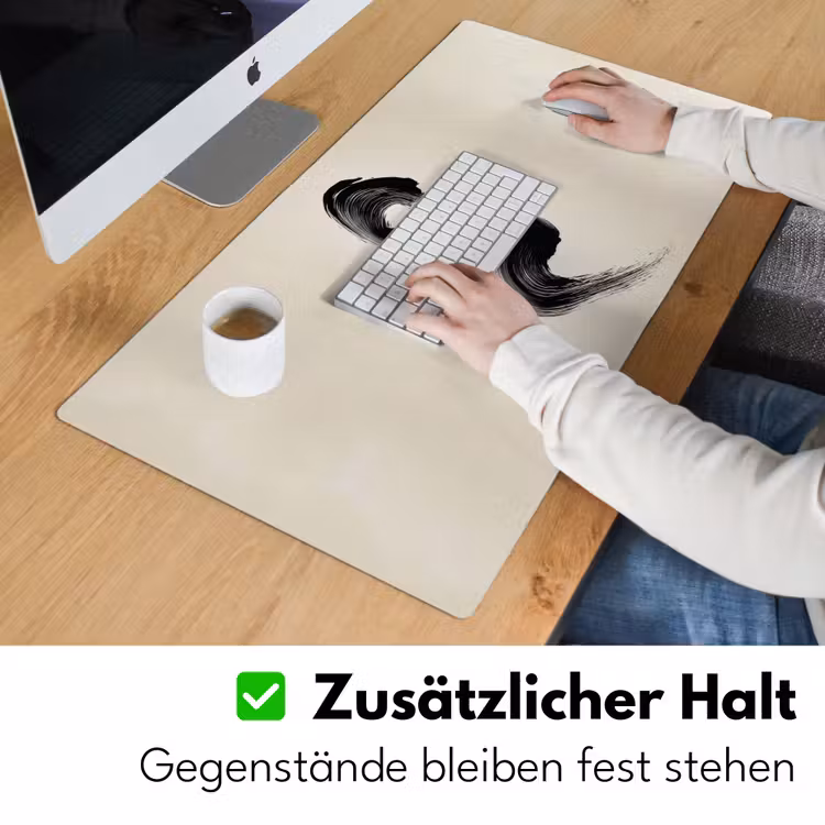Penseelstreek - Zwart - Minimalistisch Muismat XXL klein -ysfeer3_duits
