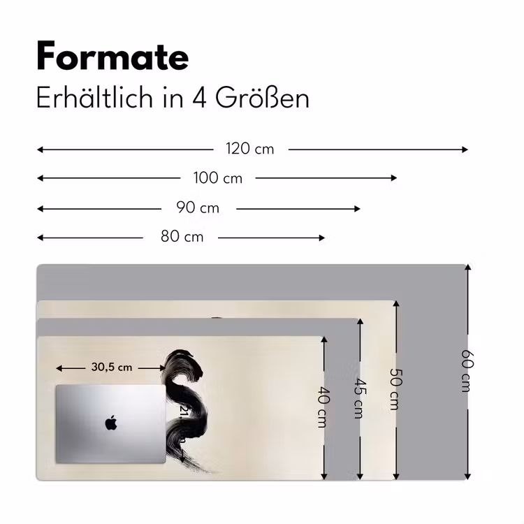Penseelstreek - Zwart - Minimalistisch Muismat XXL klein -ysfeer5_duits