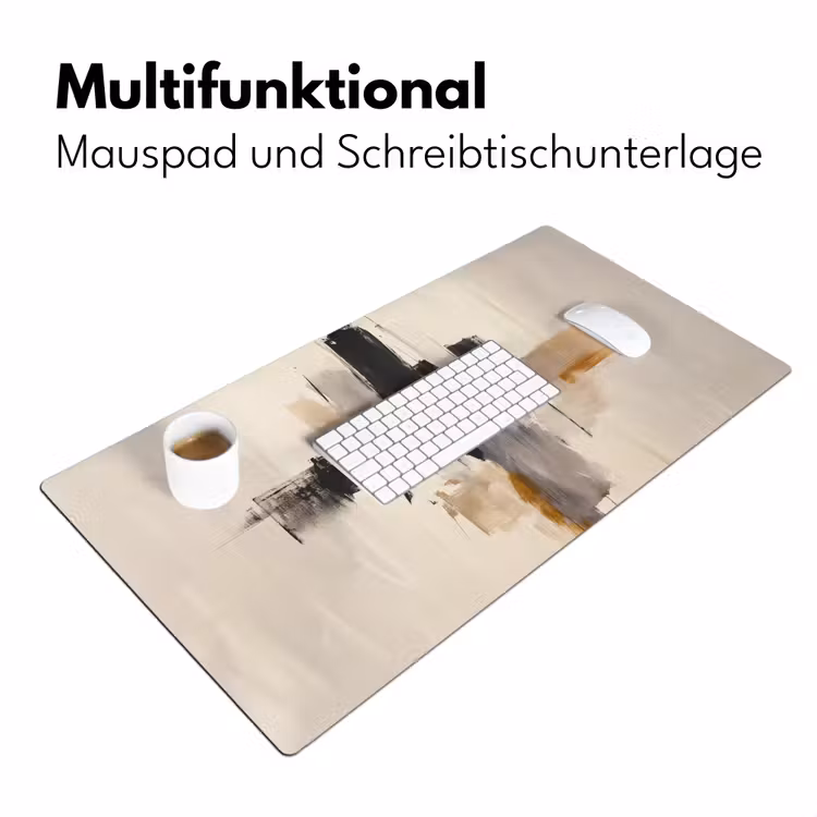 Penseelstreken - Ruw - Abstract - Beige Muismat XXL klein -ysfeer4_duits
