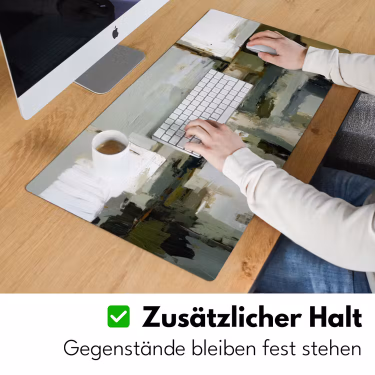 Penseelstreken - Groen - Abstract - Japandi Muismat XXL klein -ysfeer3_duits