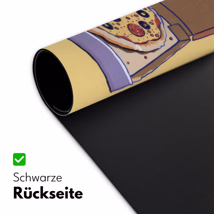 Pizza - Doos - Salami - Illustratie Muismat XXL klein -ysfeer2_duits