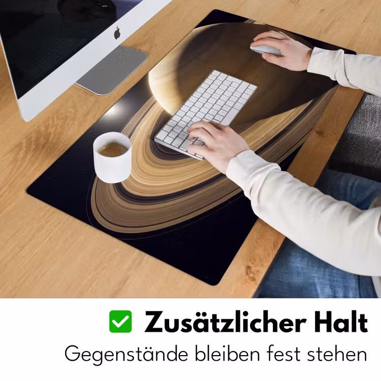 Schreibtischunterlage - Planet – Ringe – Weltraum - Planeet - Ringen - Ruimte Muismat XXL klein
