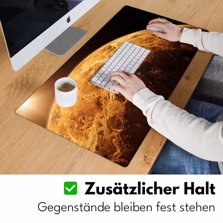 Schreibtischunterlage - Planet – Weltraum – Orange - Planeet - Ruimte - Oranje Muismat XXL klein