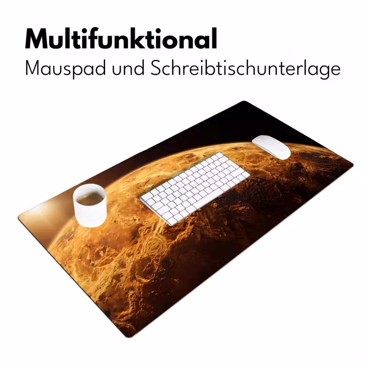 Schreibtischunterlage - Planet – Weltraum – Orange - Planeet - Ruimte - Oranje Muismat XXL klein
