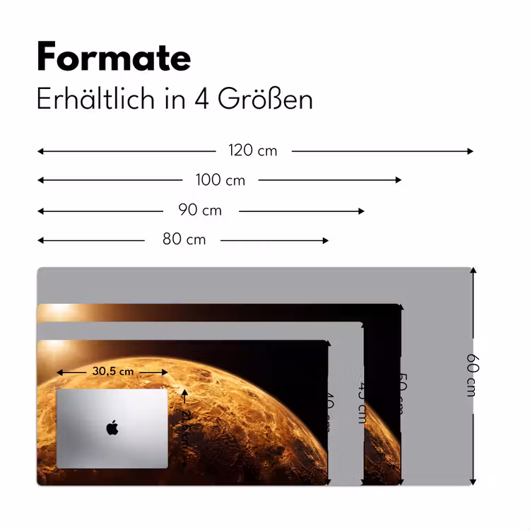 Schreibtischunterlage - Planet – Weltraum – Orange - Planeet - Ruimte - Oranje Muismat XXL klein