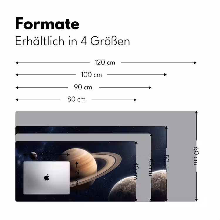 Planeten - Saturnus - Ruimte Muismat XXL klein -ysfeer5_duits