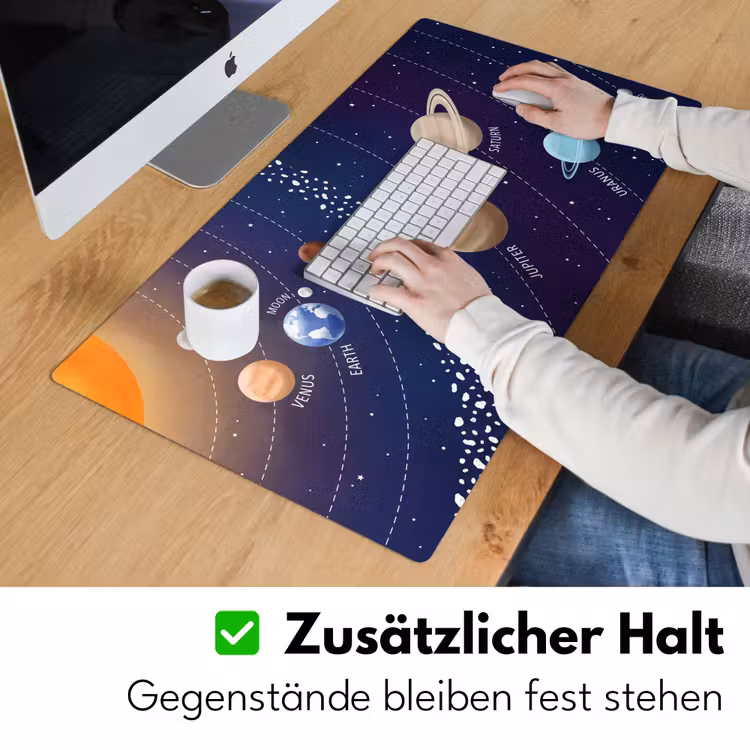 Planetenstelsel - Ruimte - Illustratie Muismat XXL klein -ysfeer3_duits