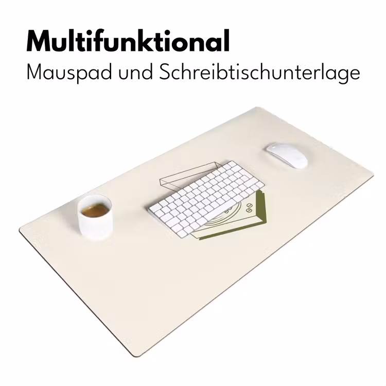 Schreibtischunterlage - Plattenspieler – Vinyl – Musik – Minimalistisch – Grün - Platenspeler - Vinyl - Muziek - Minimalistisch - Groen Muismat XXL klein