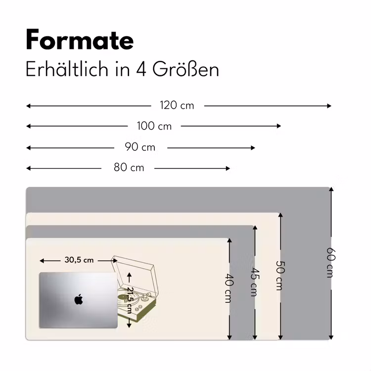 Schreibtischunterlage - Plattenspieler – Vinyl – Musik – Minimalistisch – Grün - Platenspeler - Vinyl - Muziek - Minimalistisch - Groen Muismat XXL klein