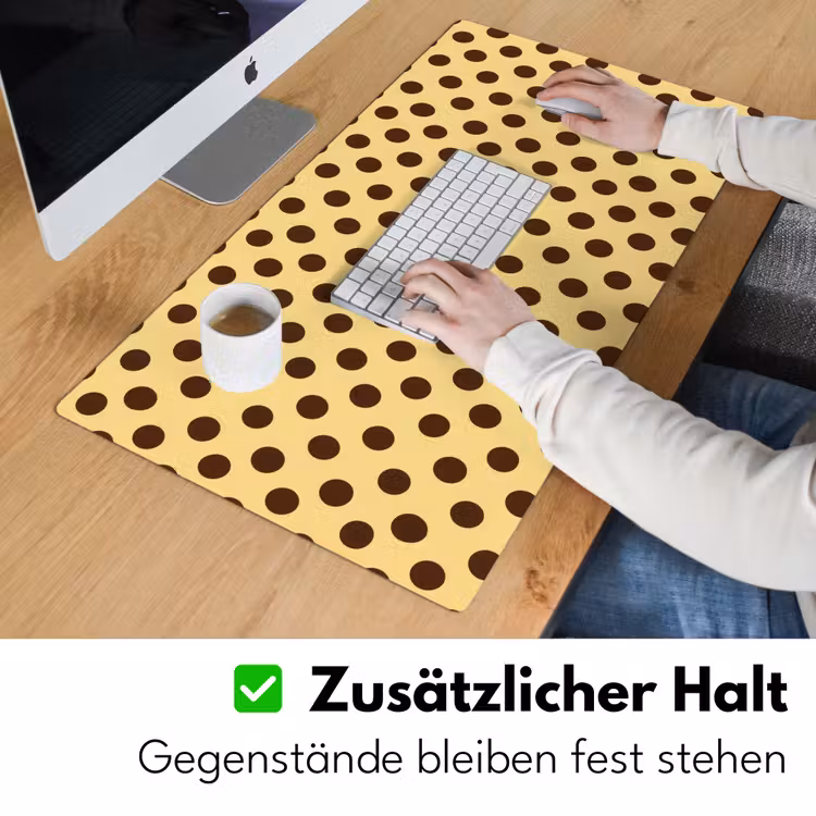 Polka Dot - Stippen - Retro - Geel - Bruin Muismat XXL klein 681 -ysfeer3_duits