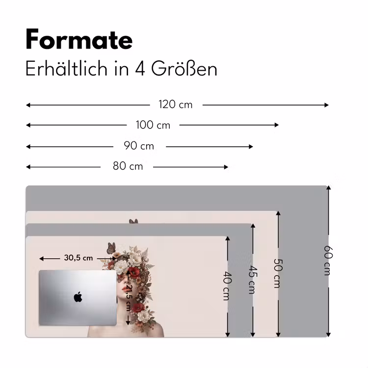 Portret - Bloemen - Cremé Muismat XXL klein -ysfeer5_duits