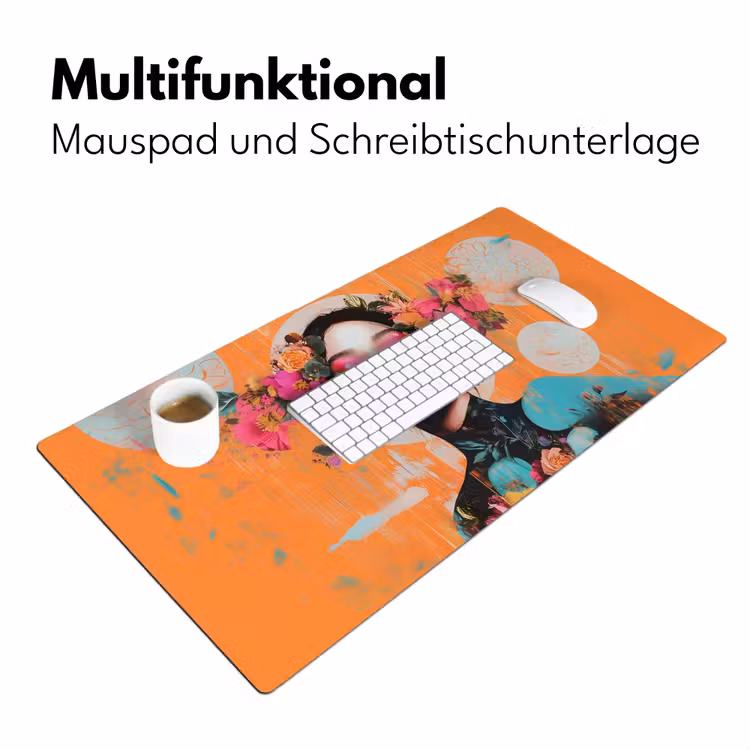 Portret - Vrouw - Abstract - Bloemen Muismat XXL klein -ysfeer4_duits