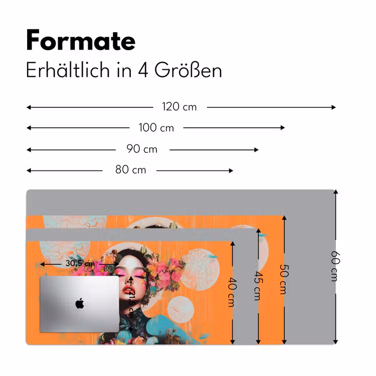 Portret - Vrouw - Abstract - Bloemen Muismat XXL klein -ysfeer5_duits