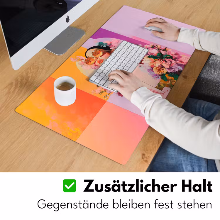 Portret - Vrouw - Abstract - Bloemen Muismat XXL klein -ysfeer3_duits