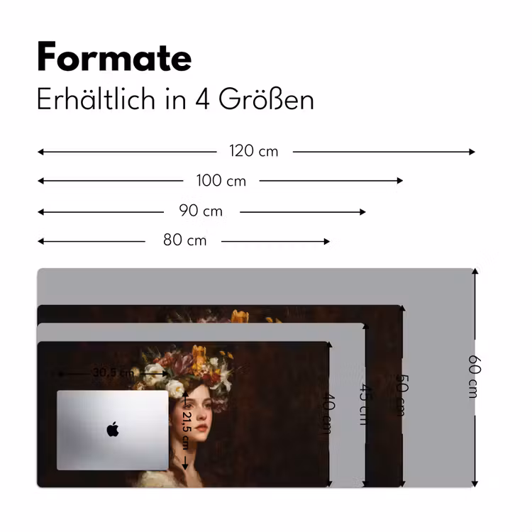 Portret - Vrouw - Bloemen Muismat XXL klein -ysfeer5_duits