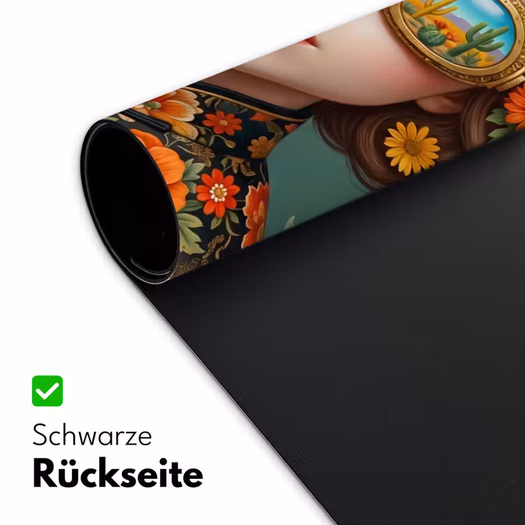 Portret - Vrouw - Kleurrijk - Expressief Muismat XXL klein -ysfeer2_duits