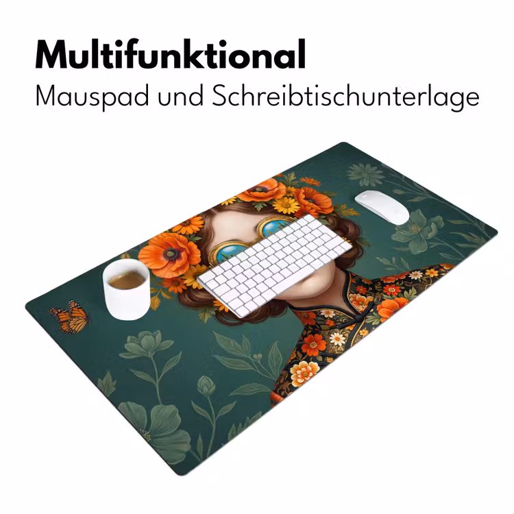 Portret - Vrouw - Kleurrijk - Expressief Muismat XXL klein -ysfeer4_duits