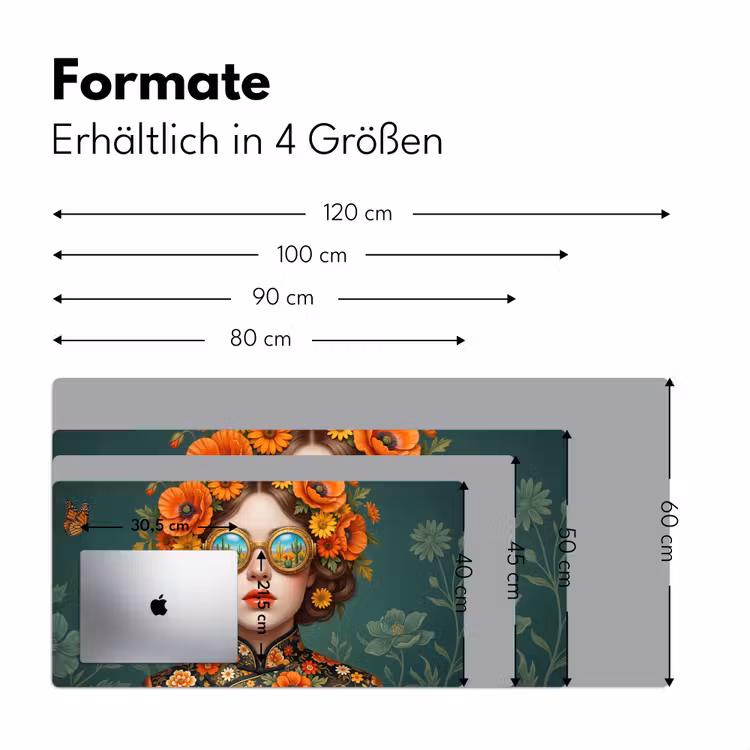 Portret - Vrouw - Kleurrijk - Expressief Muismat XXL klein -ysfeer5_duits