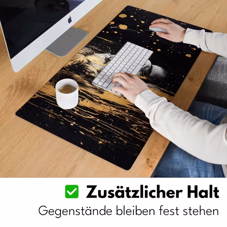 Portret - Leeuw - Abstract - Goud Muismat XXL klein -ysfeer3_duits