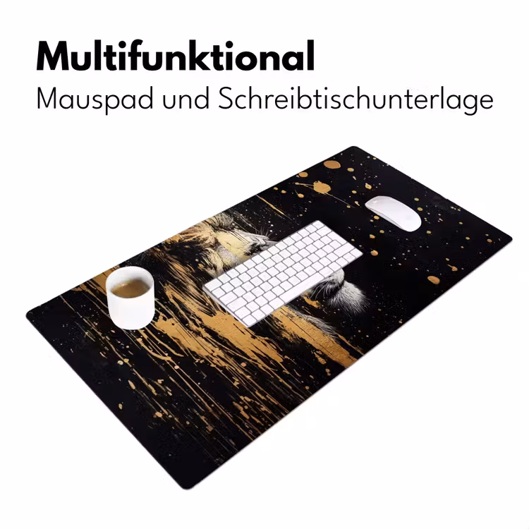 Portret - Leeuw - Abstract - Goud Muismat XXL klein -ysfeer4_duits