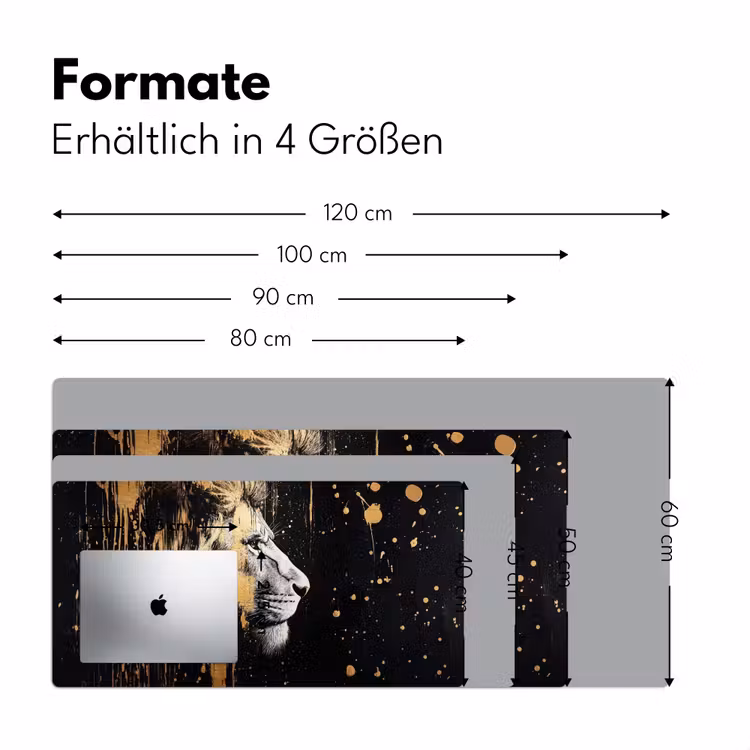 Portret - Leeuw - Abstract - Goud Muismat XXL klein -ysfeer5_duits