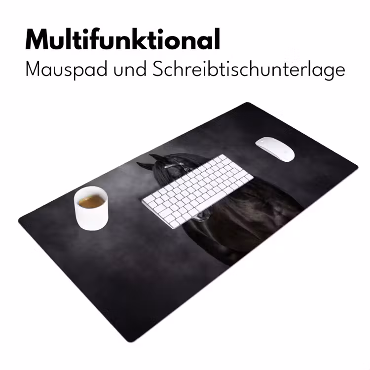 Portret - Paard - Zwart Muismat XXL klein -ysfeer4_duits