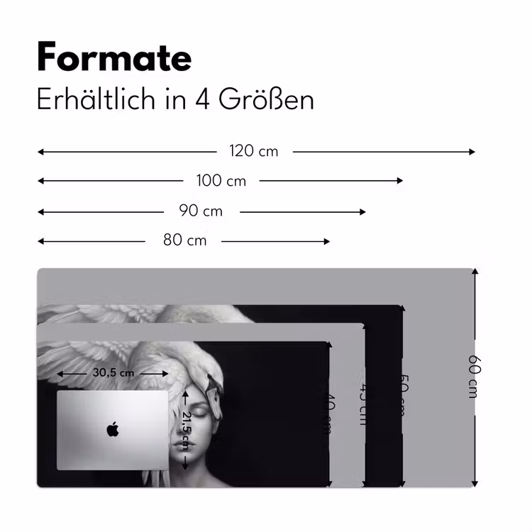 Portret - Zwaan - Zwart - Wit Muismat XXL klein -ysfeer5_duits