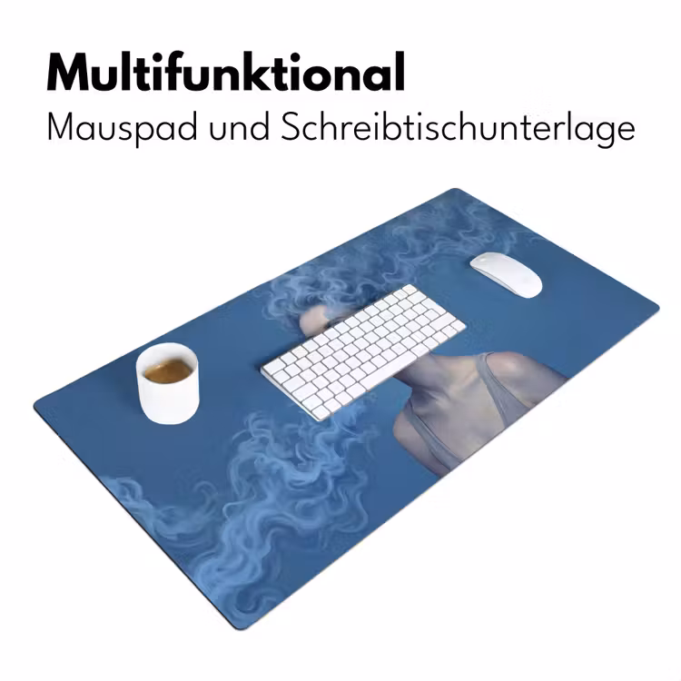 Portret - Zonnebril - Rook - Abstract - Blauw Muismat XXL klein -ysfeer4_duits