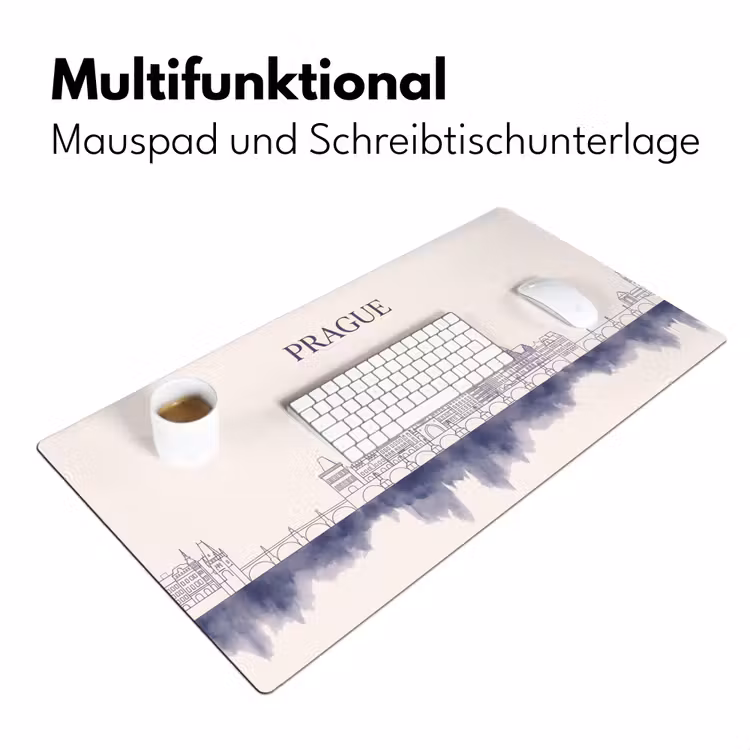 Schreibtischunterlage - Prag – Skyline – Architektur – Blau - Praag - Skyline - Architectuur - Blauw Muismat XXL klein